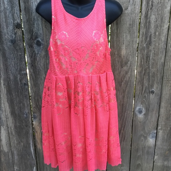 Free people coral lace dress - Picture 2 of 8